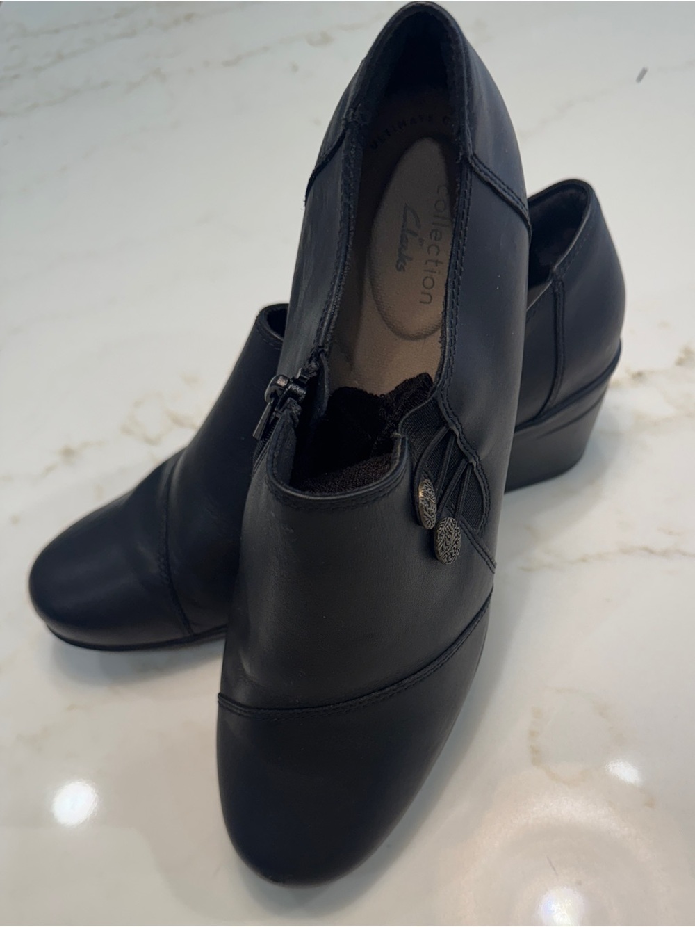 Clarks Emslie Warren Black Leather Shooties Size 8.5W